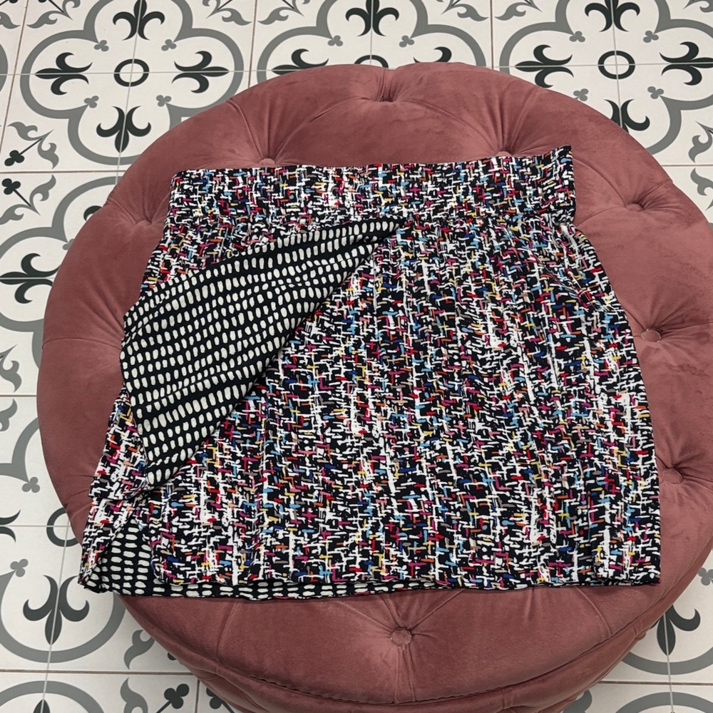 CAbi Colorful Patterned Reversible Mini Skirt